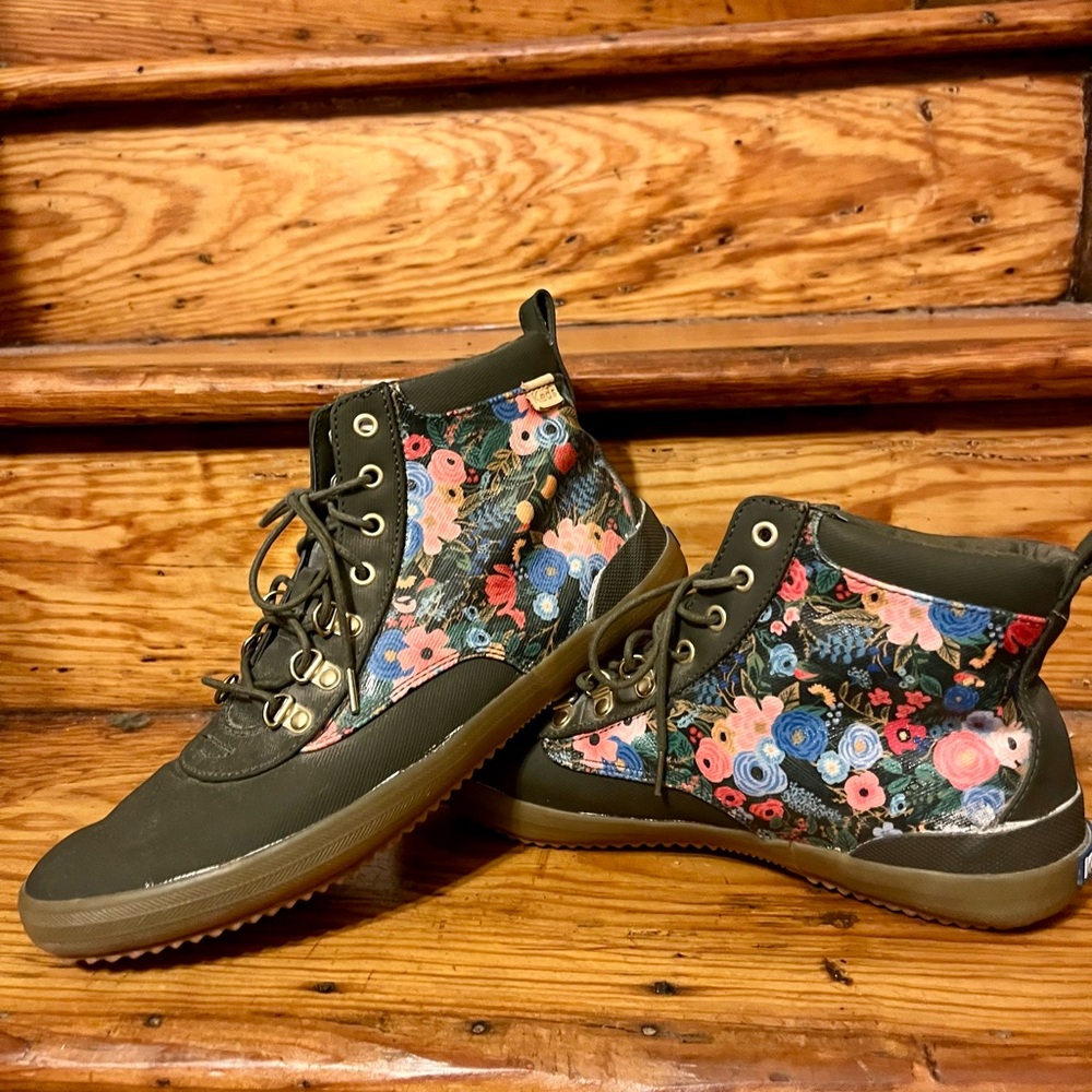 Keds Green Ankle Boots with Floral Design
